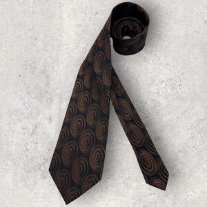 GEOFFREY BEENE Black/Brown Geometric Silk LUXURY Tie